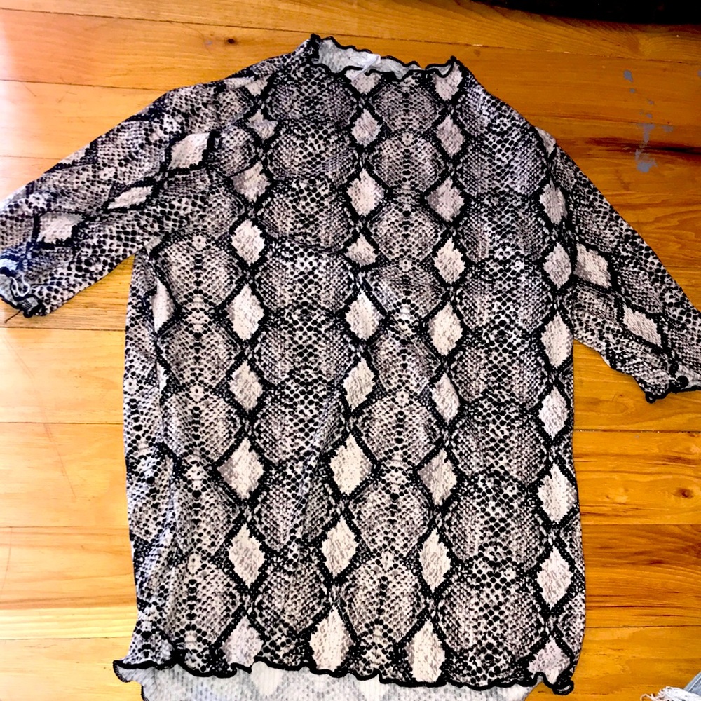 Caution to the wild, snake skin, turtle neck, fits tight